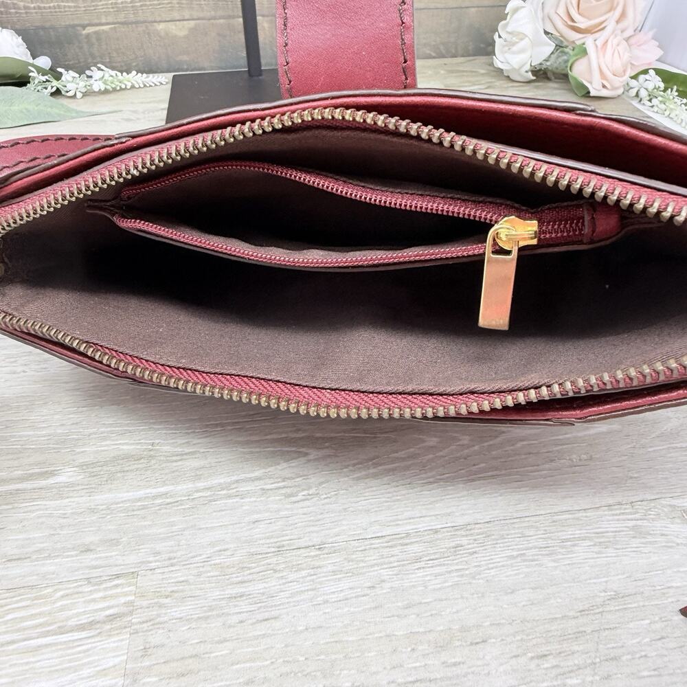 Calvin Klein Maroon Red Clutch Small Shoulder Bag NWT - Picture 8 of 10
